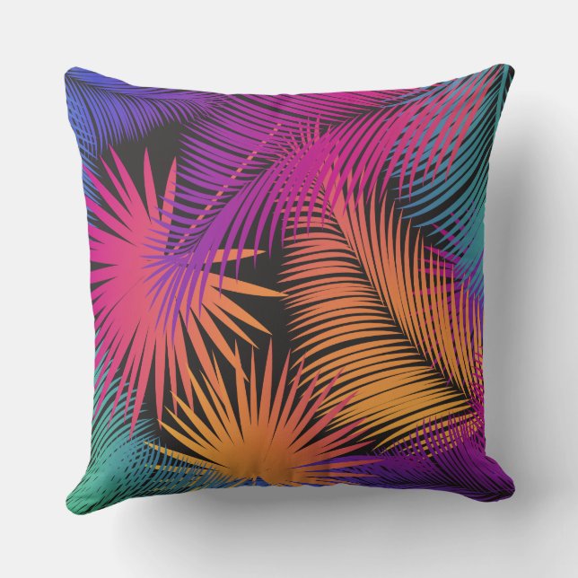 Colourful Tropical Palm Leaves Pattern Beautiful Cushion (Back)