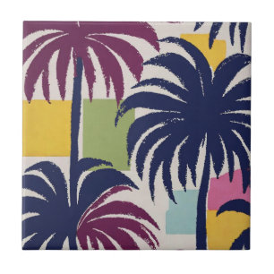Colourful Tropical Palm Tree Pattern Ceramic Tile