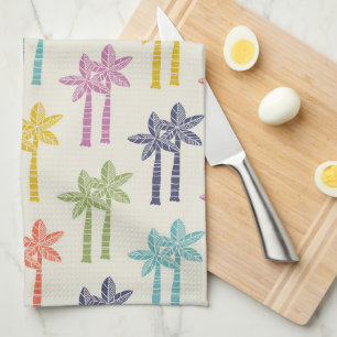 Colourful Tropical Palm Tree Pattern Tea Towel