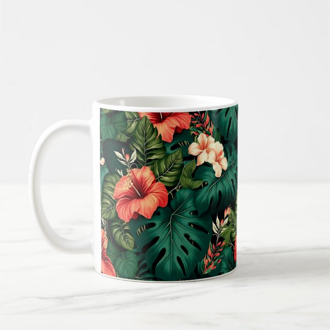 Colourful Tropical Paradise Hawaii Aloha Flowers Coffee Mug (Left)