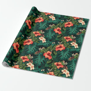 Colourful Tropical Paradise Hawaii Aloha Flowers Wrapping Paper