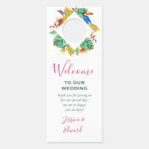 Colourful Tropical Paradise Hawaiian Wedding Guest Door Hanger