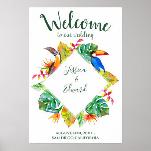 Colourful Tropical Paradise Luau Welcome Wedding Poster