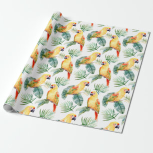 Colourful Tropical Parrot Pattern Wrapping Paper