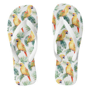 Colourful Tropical Parrot Thongs