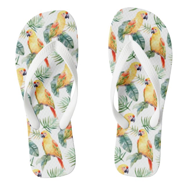 Colourful Tropical Parrot Thongs (Footbed)