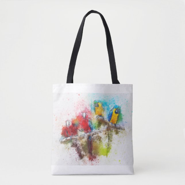 Colourful Tropical Parrots Tote (Front)
