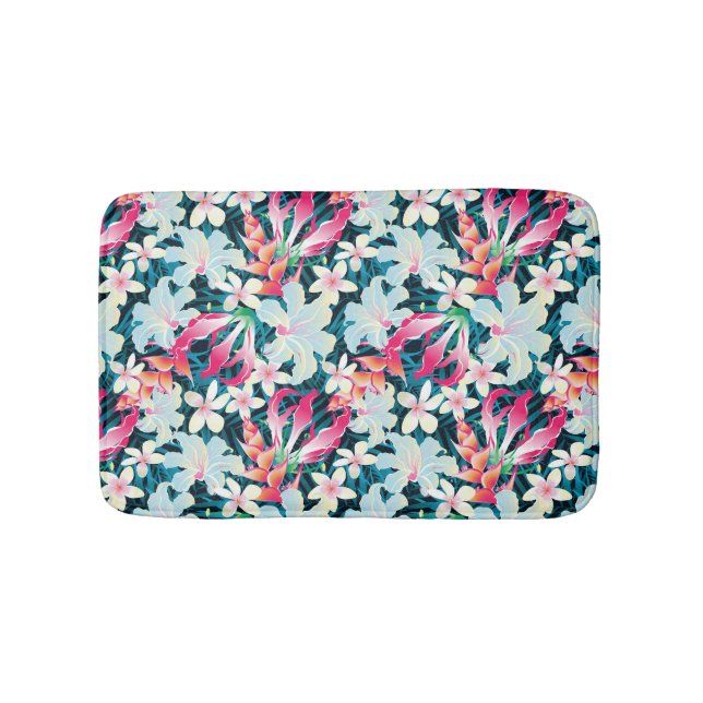 Colourful Tropical Pattern Bath Mat (Front)