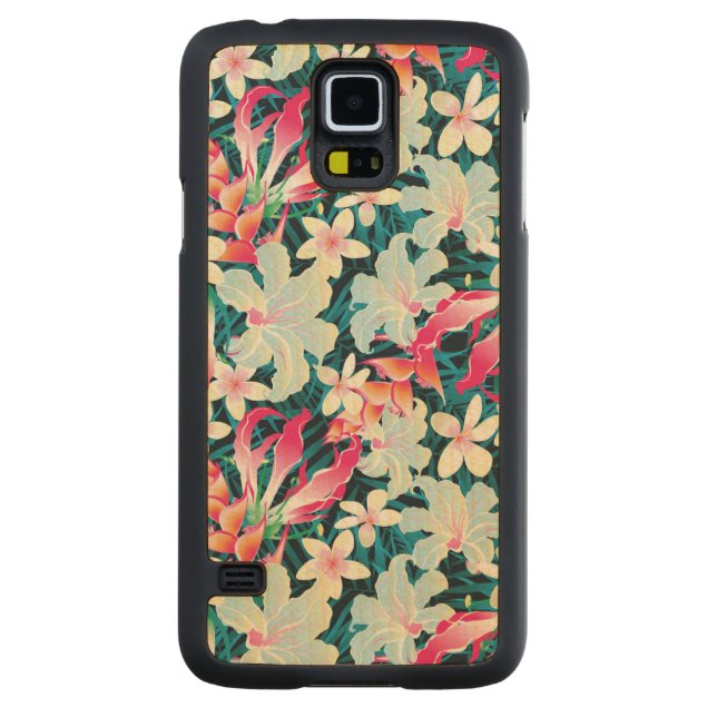 Colourful Tropical Pattern Carved Maple Galaxy S5 Case (Back)