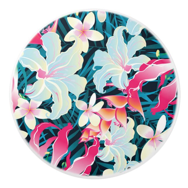Colourful Tropical Pattern Ceramic Knob (Front)