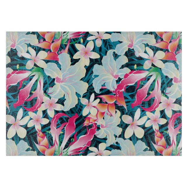 Colourful Tropical Pattern Cutting Board (Front)
