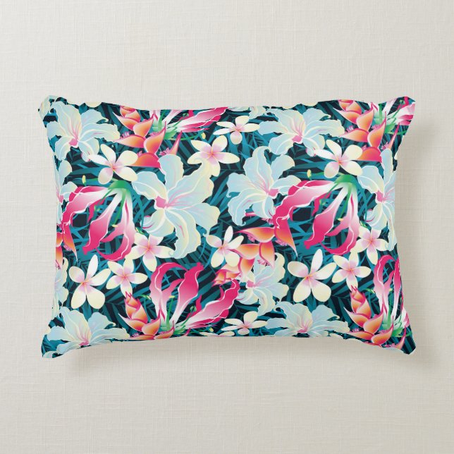 Colourful Tropical Pattern Decorative Cushion (Front)