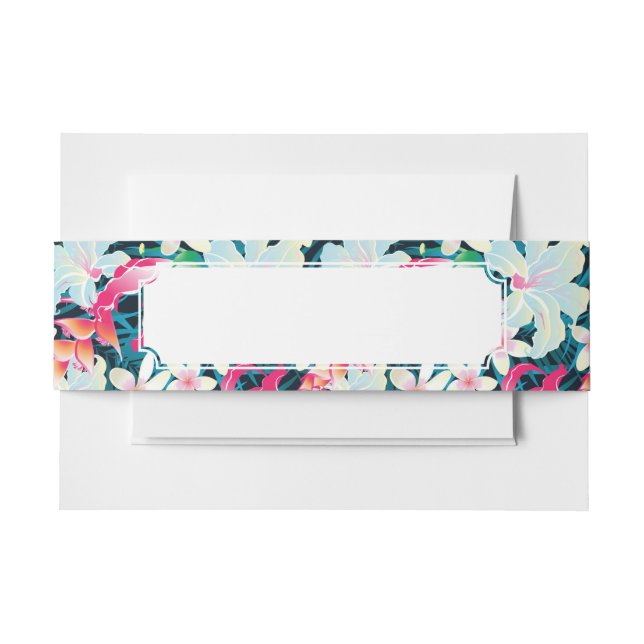 Colourful Tropical Pattern Invitation Belly Band (Front Example)