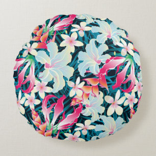Colourful Tropical Pattern Round Cushion