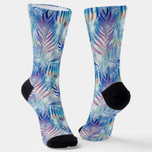 Colourful tropical pattern with palm leaves. socks