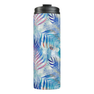 Colourful tropical pattern with palm leaves. thermal tumbler