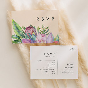 Colourful Tropical   Peach Menu Choice RSVP Card