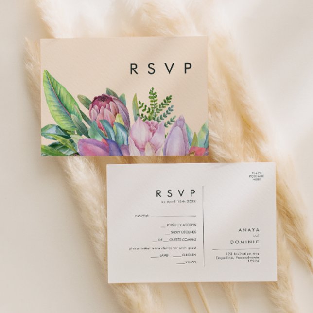 Colourful Tropical | Peach Menu Choice RSVP Card (Creator Uploaded)