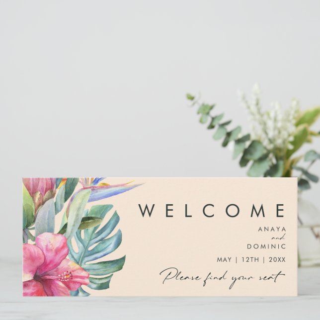 Colourful Tropical | Peach Seating Chart Header (Standing Front)