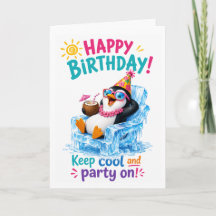 Colourful Tropical Penguin Birthday Celebration