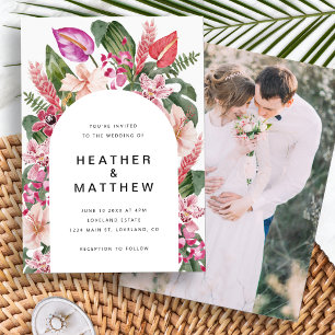 Colourful Tropical Photo Wedding Invitation