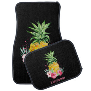 Colourful Tropical Pineapple,Hibiscus Car Mat