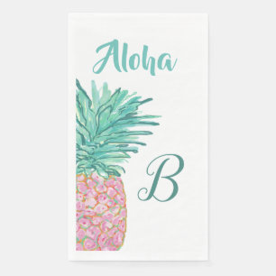 Colourful Tropical Pineapple Monogram Napkin