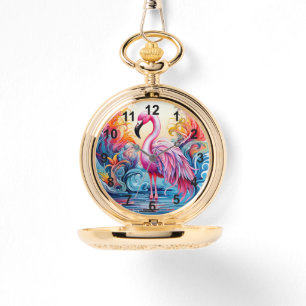 Colourful Tropical Pink Flamingo Elegant Womans Watch