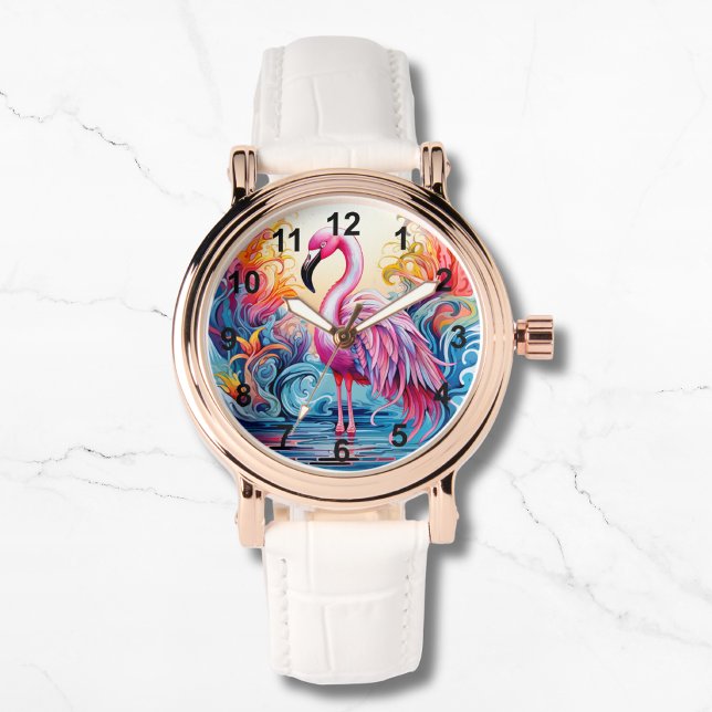 Colourful Tropical Pink Flamingo Elegant Womans Watch (Creator Uploaded)