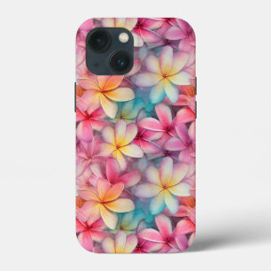 Colourful Tropical Plumeria Frangipani Patterned iPhone 13 Mini Case