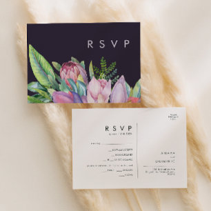 Colourful Tropical   Purple Menu Choice RSVP Card