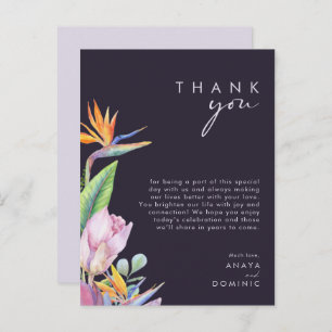 Colourful Tropical Purple Reception Thank You Card