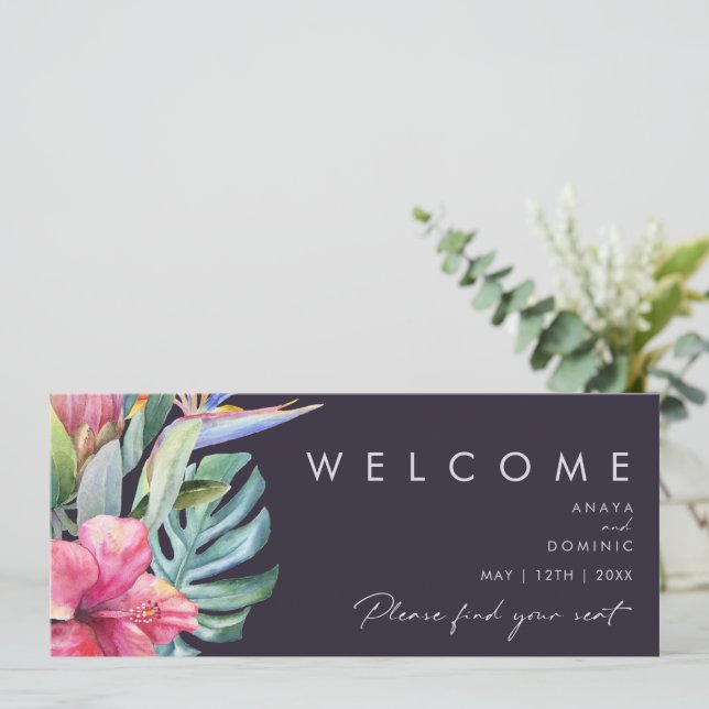 Colourful Tropical | Purple Seating Chart Header (Standing Front)