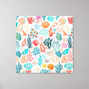 Colourful Tropical Summer Coral Seashell Canvas Print