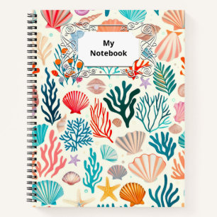 Colourful Tropical Summer Coral Seashell Notebook