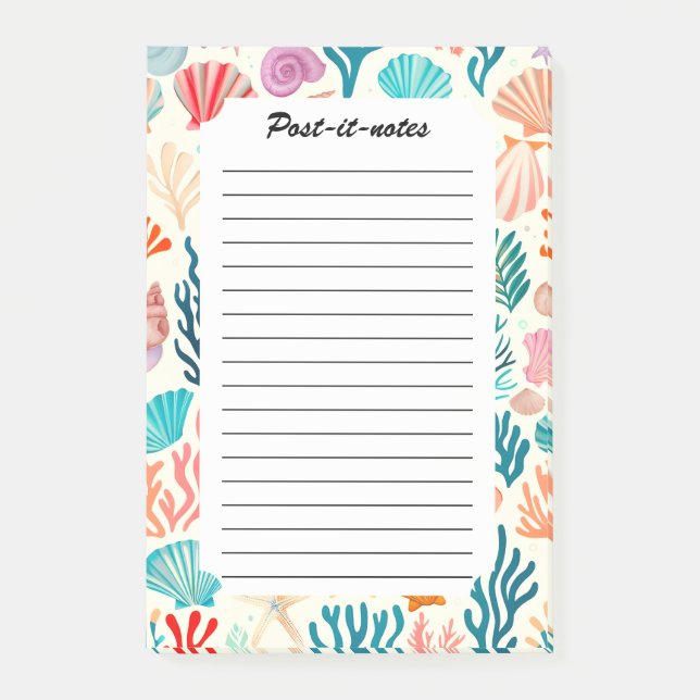 Colourful Tropical Summer Coral Seashell Post-it Notes (Front)