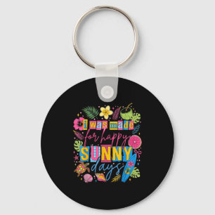 Colourful tropical summer happy quote beach surf key ring