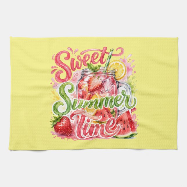 Colourful Tropical Summer Kitchen Towel (Horizontal)