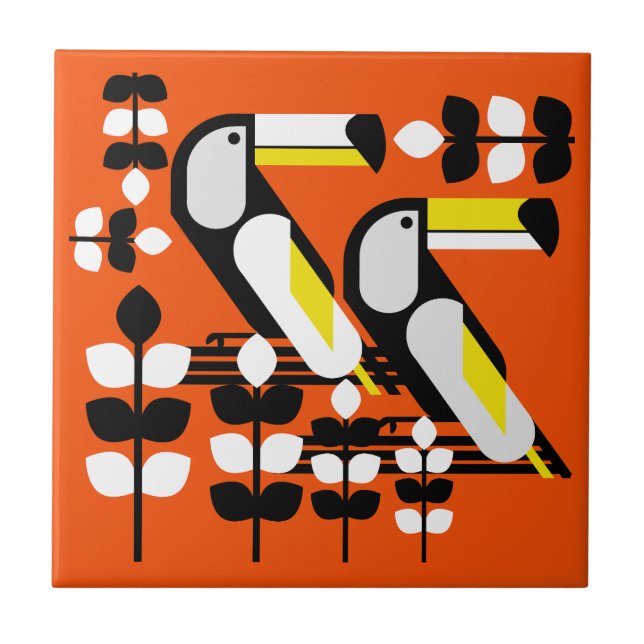 Colourful Tropical Toucan Artwork Ceramic Tile (Front)