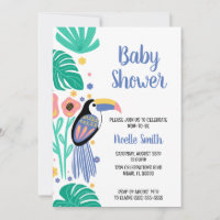 Colourful Tropical Toucan Bird Flowers Baby Shower