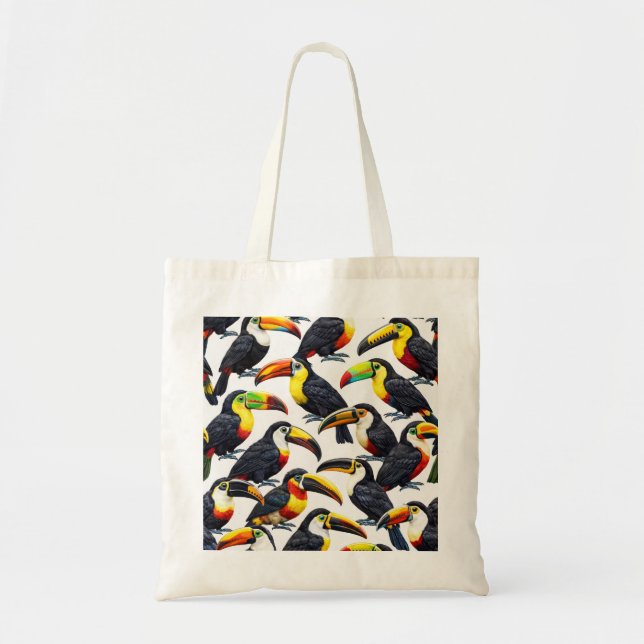 Colourful Tropical Toucan Bird Pattern Tote Bag (Front)