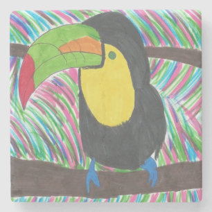 Colourful Tropical Toucan Stone Coaster