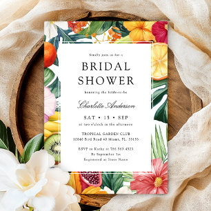 Colourful Tropical Watercolor Bridal Shower Invitation