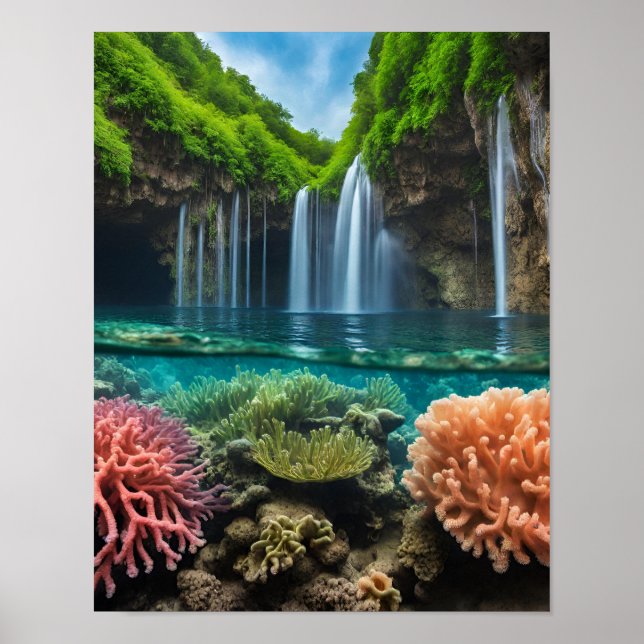 Colourful tropical  waterfalls poster (Front)