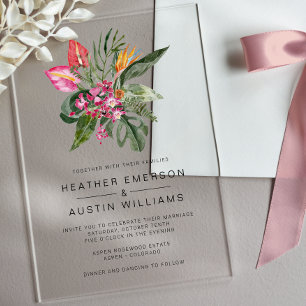 Colourful Tropical Wedding Acrylic Invitations