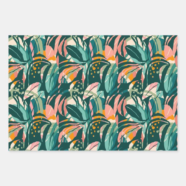 Colourful Tropicals: Monstera Jungle Wrapping Pape Wrapping Paper Sheet (Front)