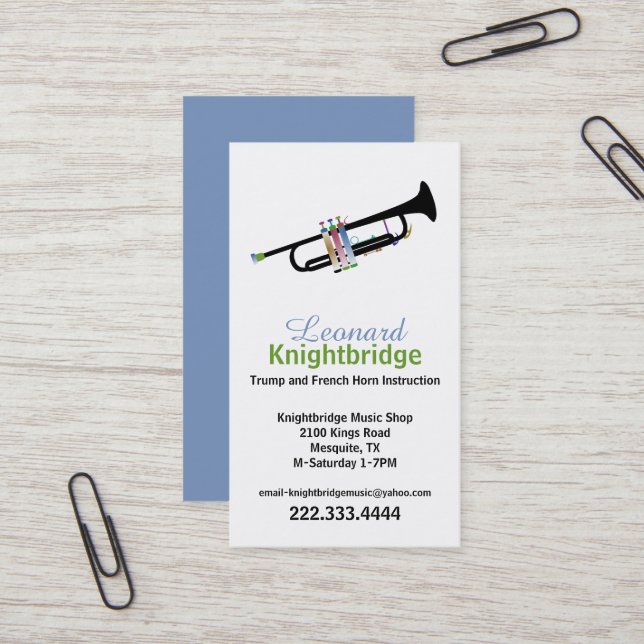Colourful Trumpet Business Card (Front/Back In Situ)