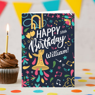 Colourful Trumpet Musician Birthday Card