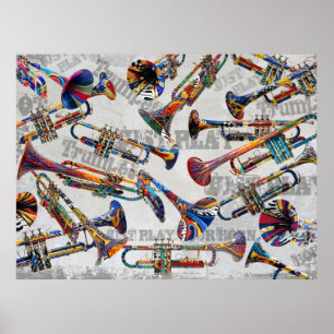 Colourful Trumpet Poster Art by Juleez, Trumpet Ar