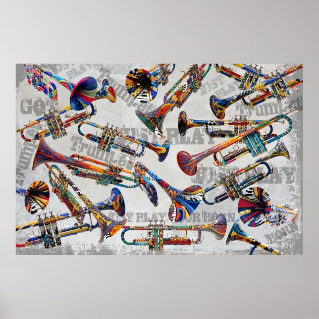 Colourful Trumpet Poster Art by Juleez, Trumpet Ar (Front)
